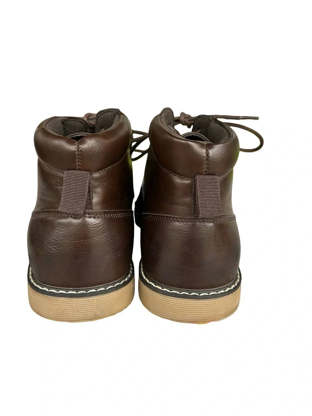 London Fog Collection Men's Brown Faux Leather Lace-Up Ankle Boots